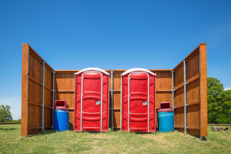 Short-term porta potty units staged for delivery in Woodland, California